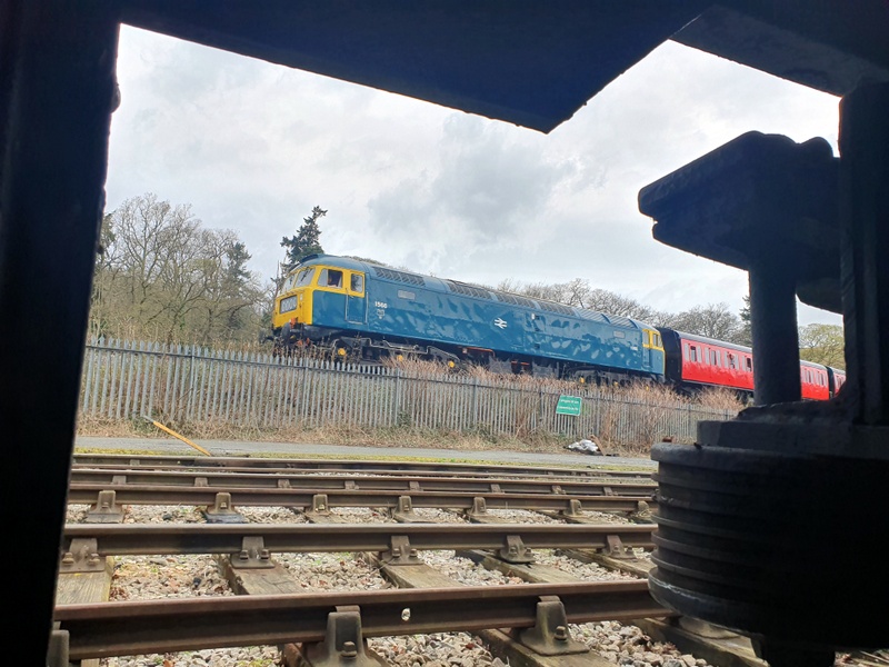 Class 47 D1566 passing Pentrefelin on 06/04/24