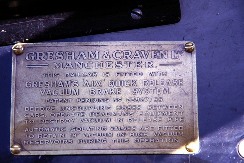 Class 109: Small Gresham and Craven brass plaque in the cab of 56171