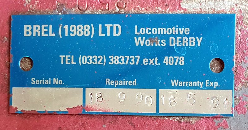 Class 109: Reconditioned gearbox label