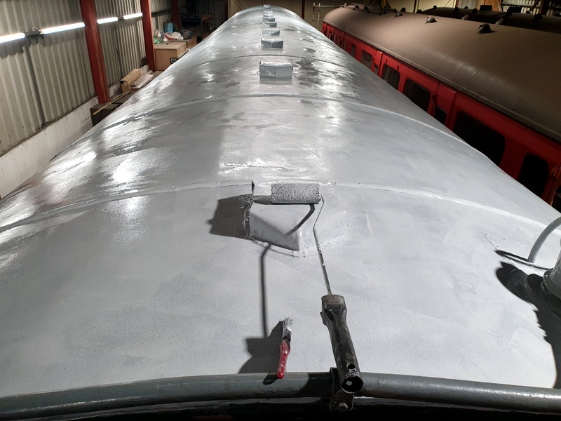 Class 109: The roof of 56171 with primer applied to the central section