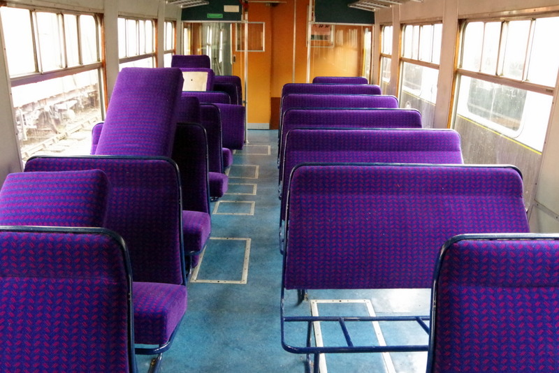 Class 108: Purple reupholstered seats in the power car