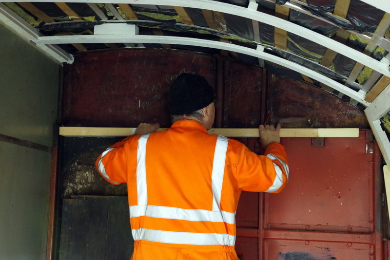 Class 105: A trial fitting of the timber to carry the sliding door gear