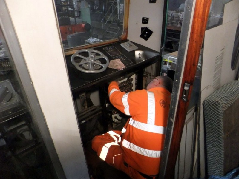 Class 105: Carrying out electrical work under the desk in the cab