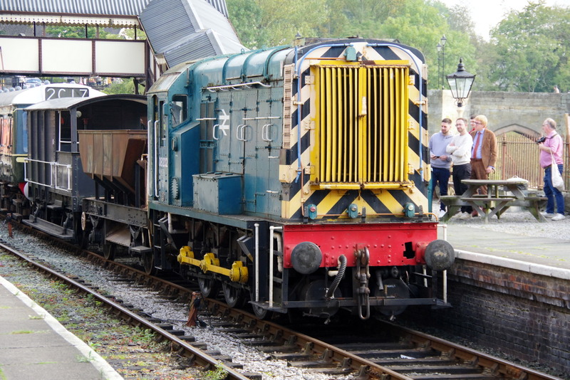 08202 shunt-releasing the tail load at Llangollen on 05/10/24