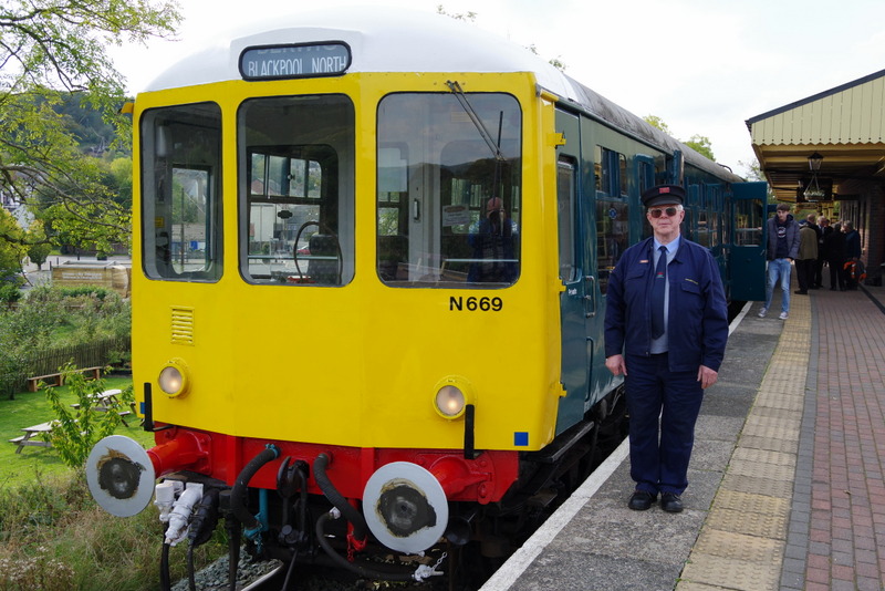 Driver Brian Nicholls with the class 104 at Corwen on 05/10/24