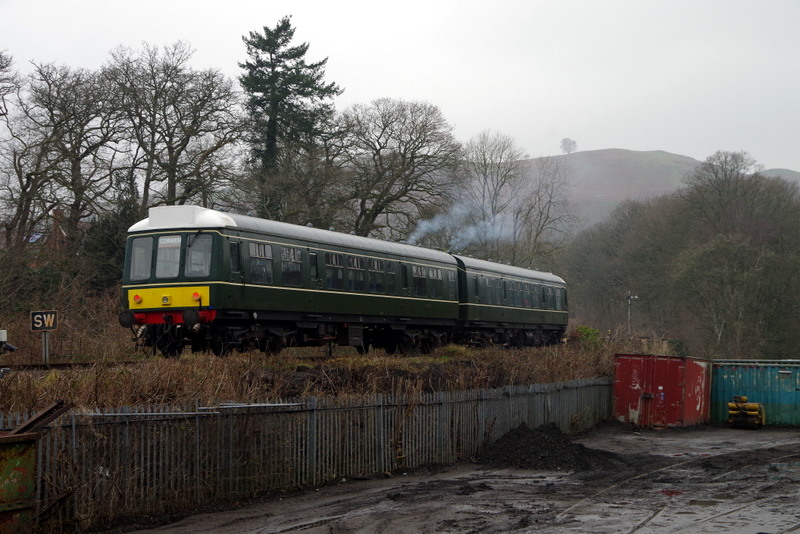 Class 108: Passing Pentrefelin with the 10.00 Llangollen-Corwen service on 16/02/25