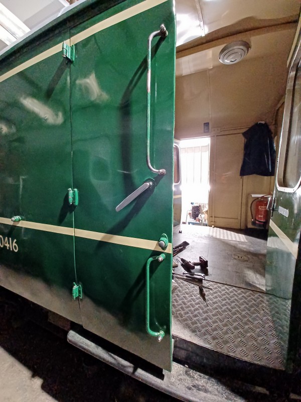 Class 109: Guard's luggage door with new grab handles installed