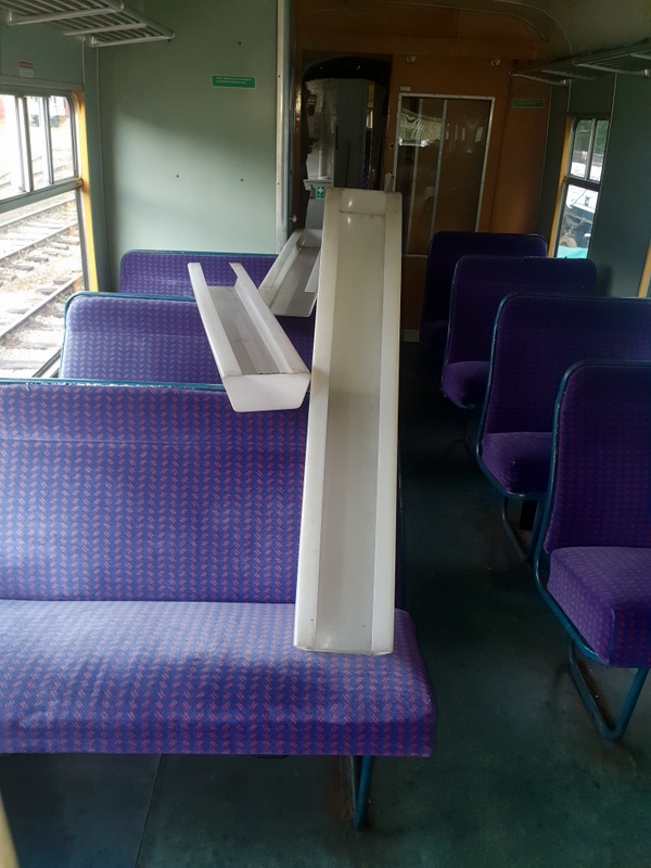 Class 108 56223: Fluorescent light fittings removed for cleaning