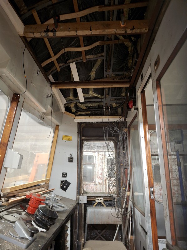 Class 105: Recently-installed timbers in the cab ceiling