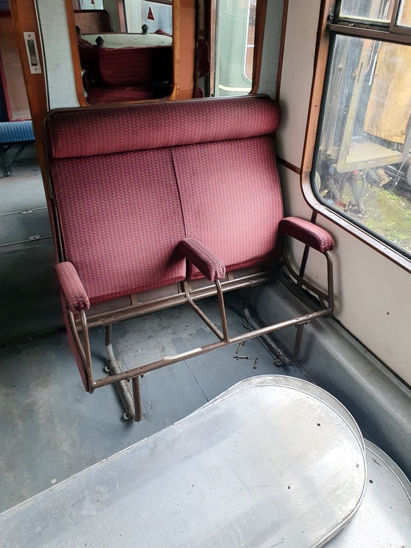 Class 110: First class seats being stripped ready for reupholstery